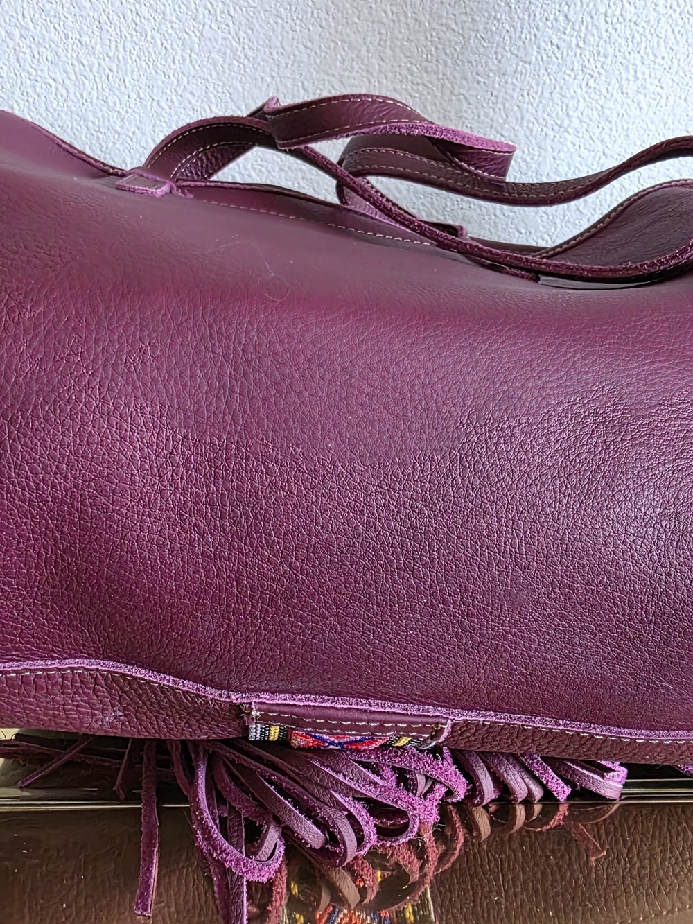 Consuela Plum Breezy Fringe Tote with Multicolor Accent - Picture 7 of 12